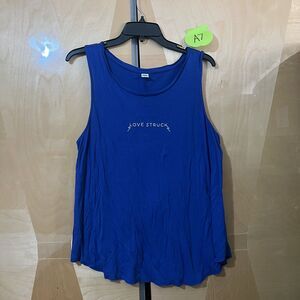 Old Navy Womens Tank Top XL Extra Large Blue Sleeveless Shirt Love Struck